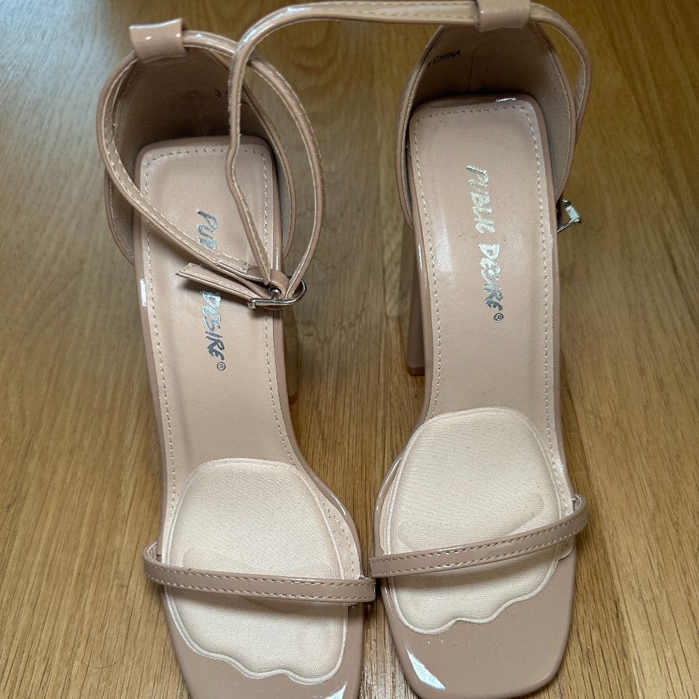 Public Desire Strapped Nude Heels